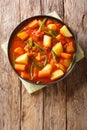 Yataklete KilkilÃÂ Spiced Vegetables Ethiopian recipe closeup on a plate. Vertical top view